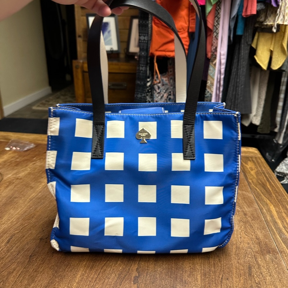 Kate Spade Blue and White Gingham Tote